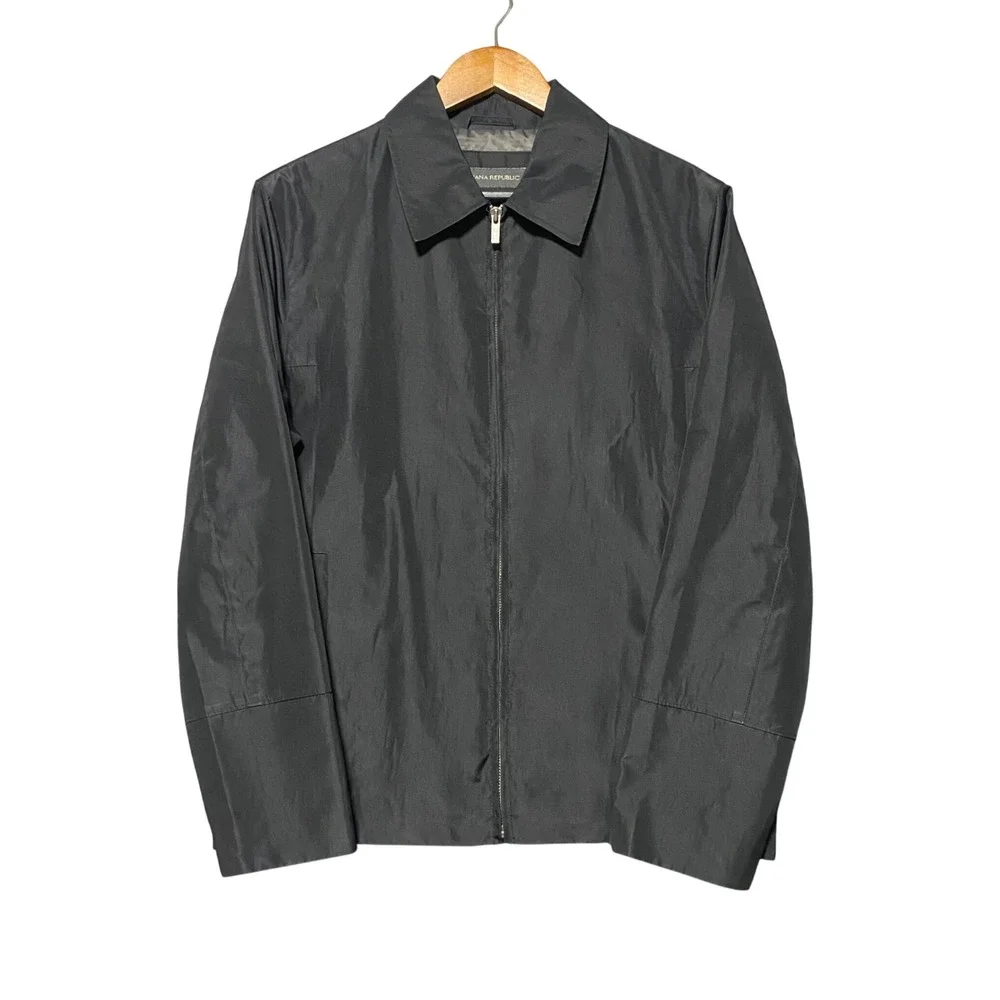 VTG Banana Republic Harrington Jacket Men S Black Full Zip Spring 2001 Y2K Retro